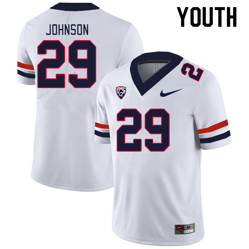 Youth #29 Brandon Johnson Arizona Wildcats College Football Jerseys Stitched-White - Click Image to Close